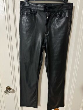 MOTHER Black Slim Straight Faux Leather pants